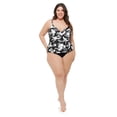 thumbnail image 4 of Krista Plus Women's Crossover Ruched V-Neck Tankini Swim Top, 4 of 5