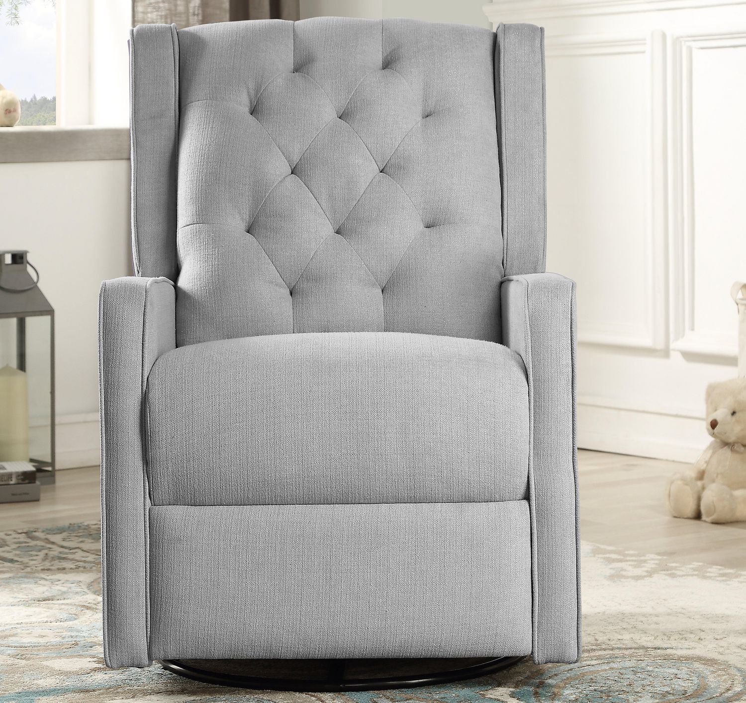 Lennox Furniture Swivel Glider Recliner Chair in Light Grey