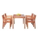 Ensemble de table et chaises à manger se composant de 5 pièces en bois pour patio extérieur Malibu avec Chaises Empilables – image 1 sur 7