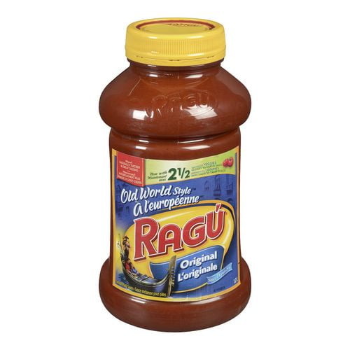 Ragú À l'européenne La sauce originale Cette sauce préférée classique est offerte en format familial et avec 2,5 portions de légumes dans chaque ½ tasse de sauce 1.2 L