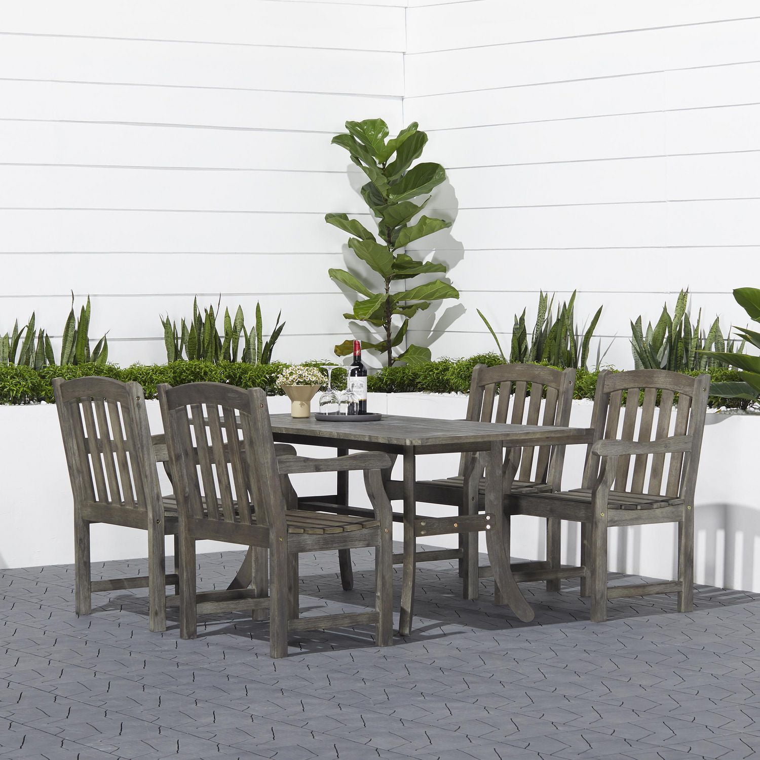 Renaissance Outdoor 5piece Handscraped Wood Patio Dining Set