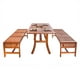 Ensemble de table à dîner de plein air en bois  Malibu 3 pièces avec chaises courbes et bancs pas de dossier – image 1 sur 5