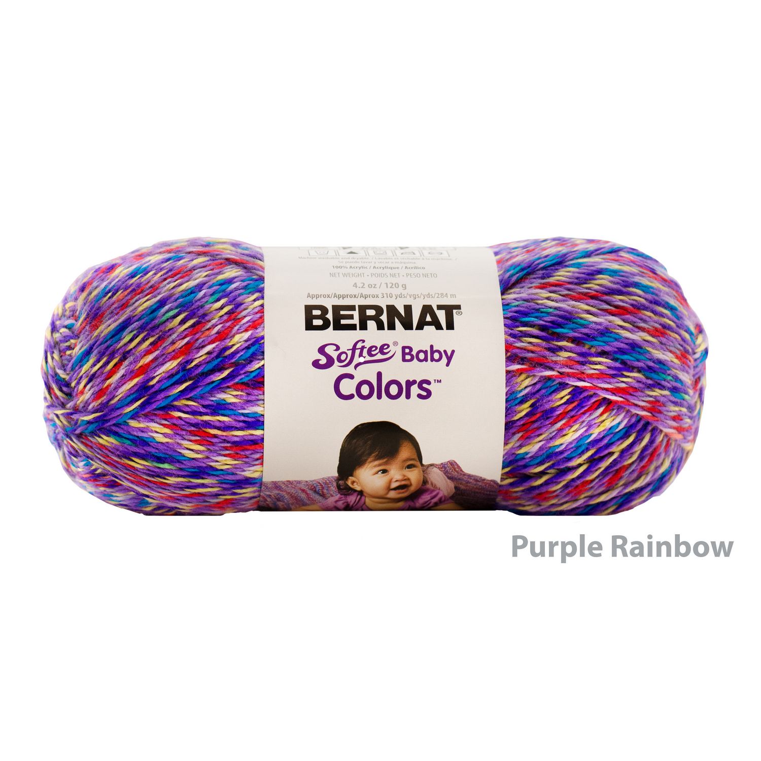 BERNAT SOFTEE BABY COLORS YARN (120G/4.25OZ), PURPLE RAINBOW Walmart