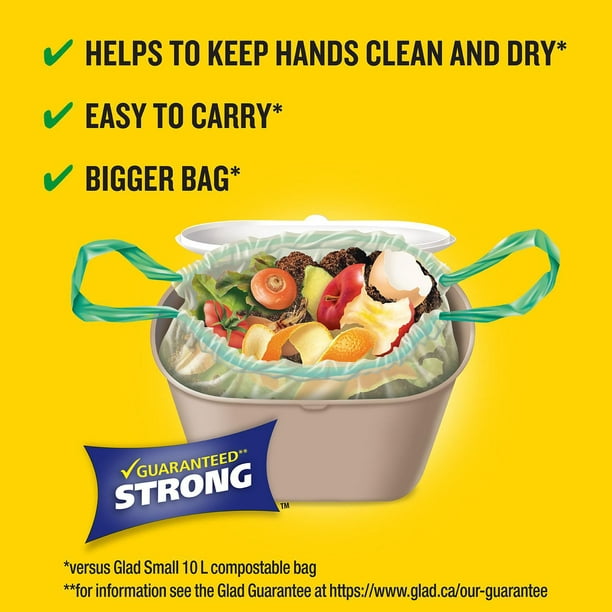 Sacs Glad 100% compostables à cordon coulissant - petits sacs de