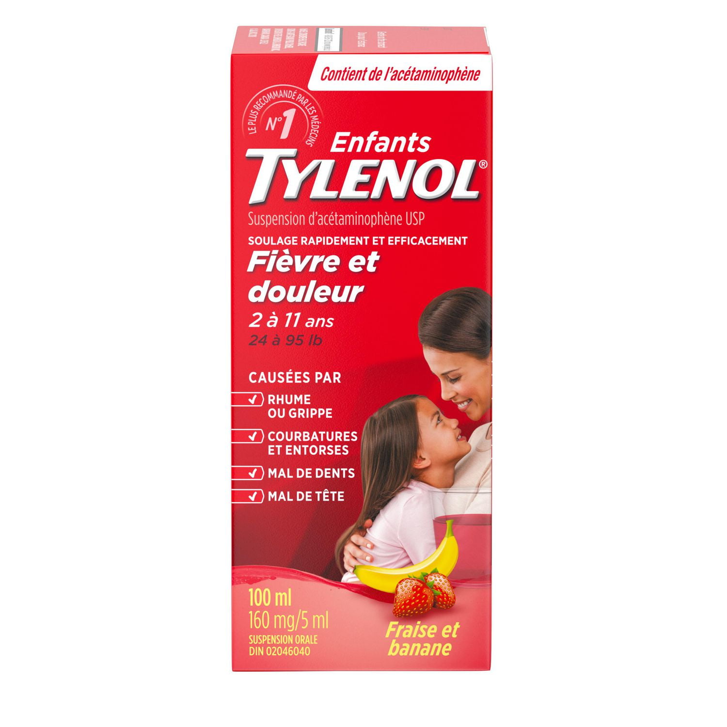 Tylenol Children's Medicine for Fever & Pain, Banana Berry Liquid, 100 mL 