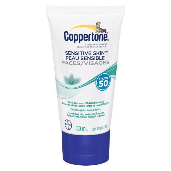Coppertone® Lotion écran solaire pour le visage Sensitive SkinTM - FPS 50