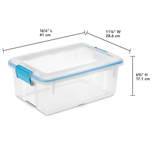 Sterilite 11.4L Clear Gasket Box- Blue, 11.4L 