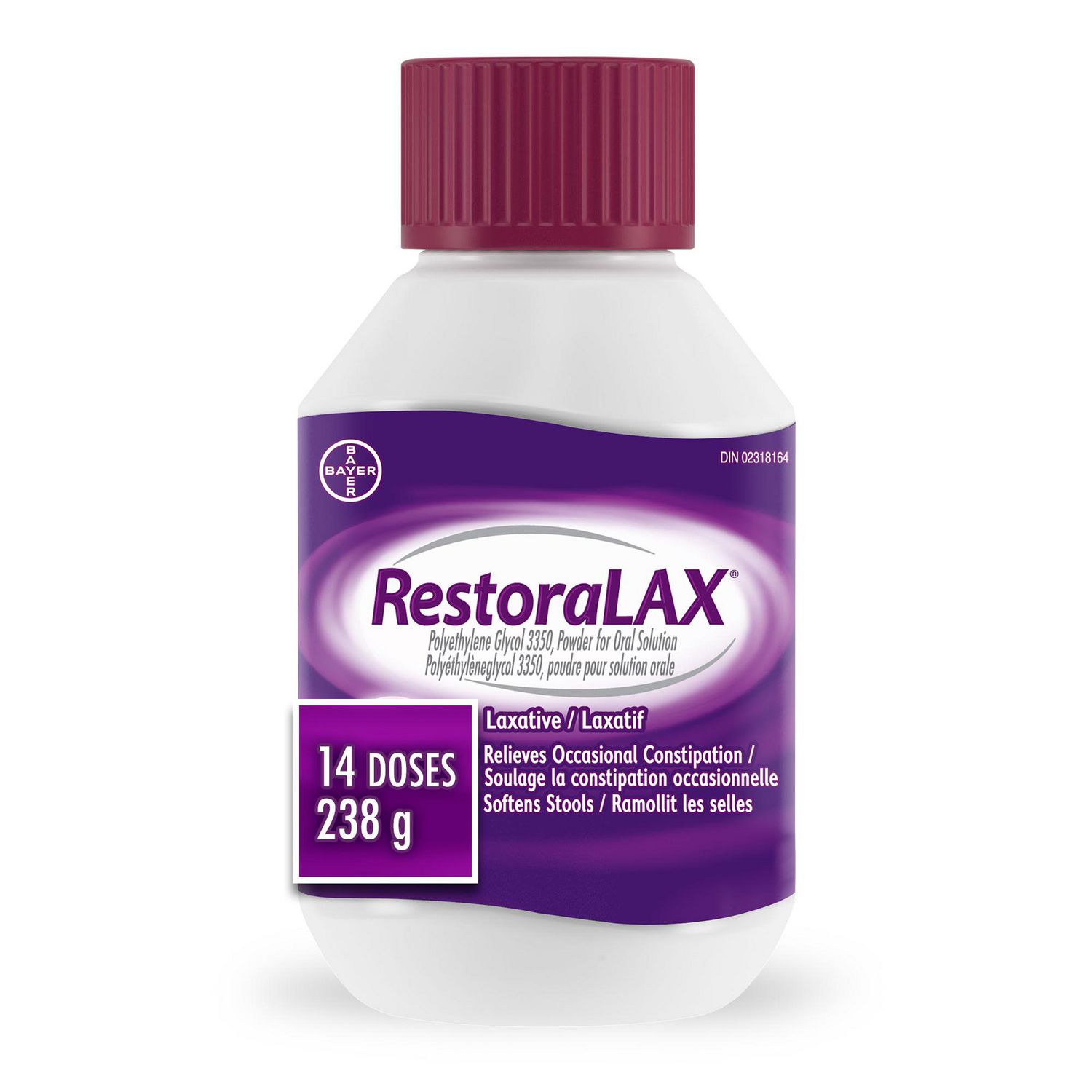 RestoraLAX Powder Stool Softener Laxative - Effective Constipation Relief for Adults, No Taste, No Grit, No Gas, No Bloat, No Cramps, No Sudden Urge, 14 Doses, 238 Grams