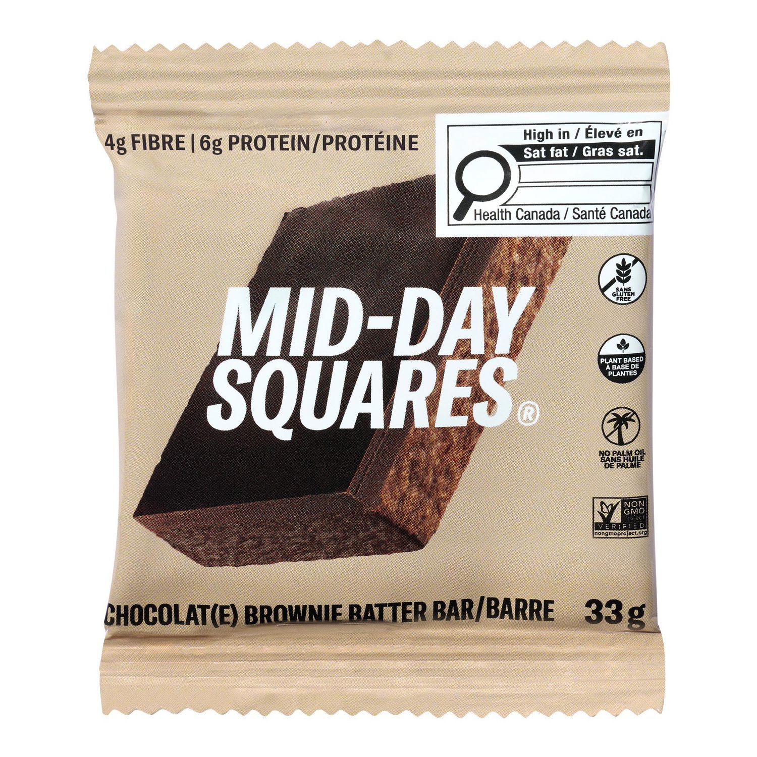 Barre chocolat végane Mid-Day Squares Brownie Batter 33g