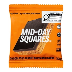 Mi-journée Squares Barre réfrigérée à base d'arachides au chocolat, 33 g