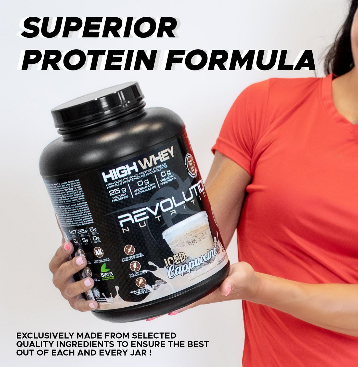 Revolution Nutrition, High Whey, Protein Powder 6LB, Whey Isolate, 25g of Protein Per Scoop, 2700 g, 73 Servings, Gluten Free, Lean Muscle Mass For Men & Women, Chocolate Cake (6 Pounds)