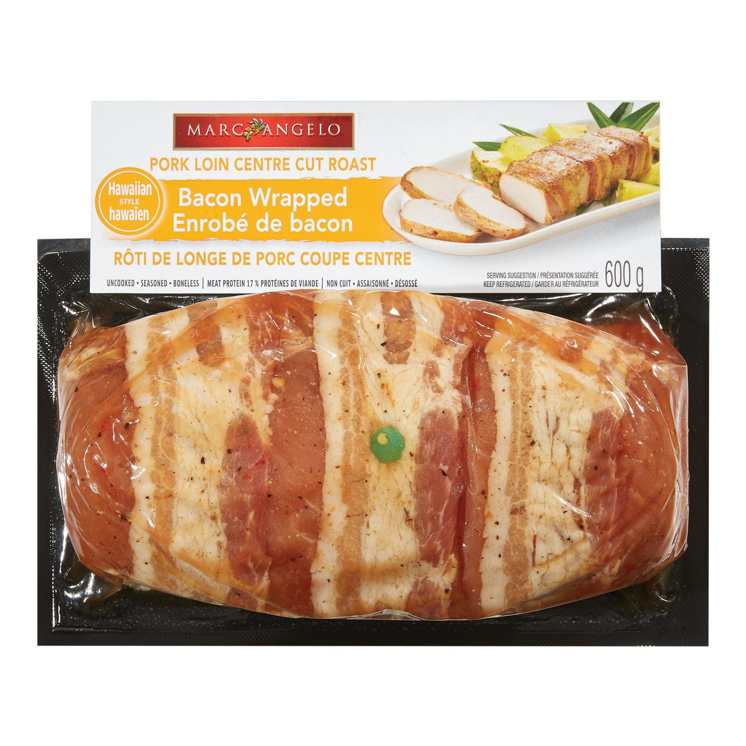 Marcangelo Pork Sirloin Roast Hawiian Seasoned Wrapped in Bacon