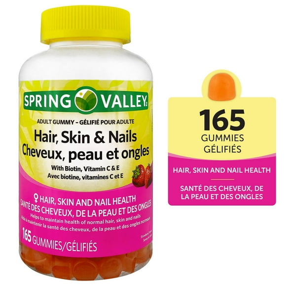 Spring Valley Hair, Skin & Nails, 165 Gumies, Adult Gummy