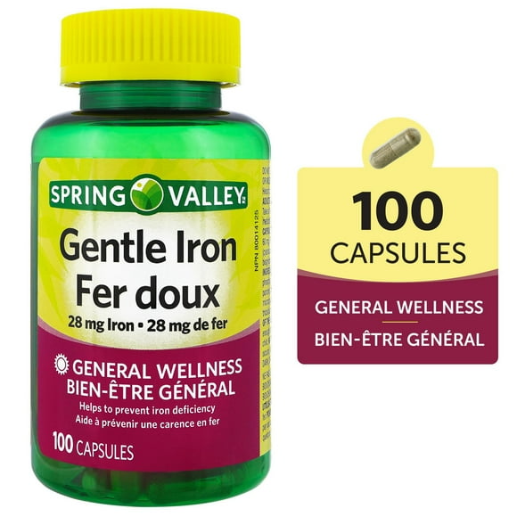 Spring Valley Gentle Iron, 28mg, 100 capsules