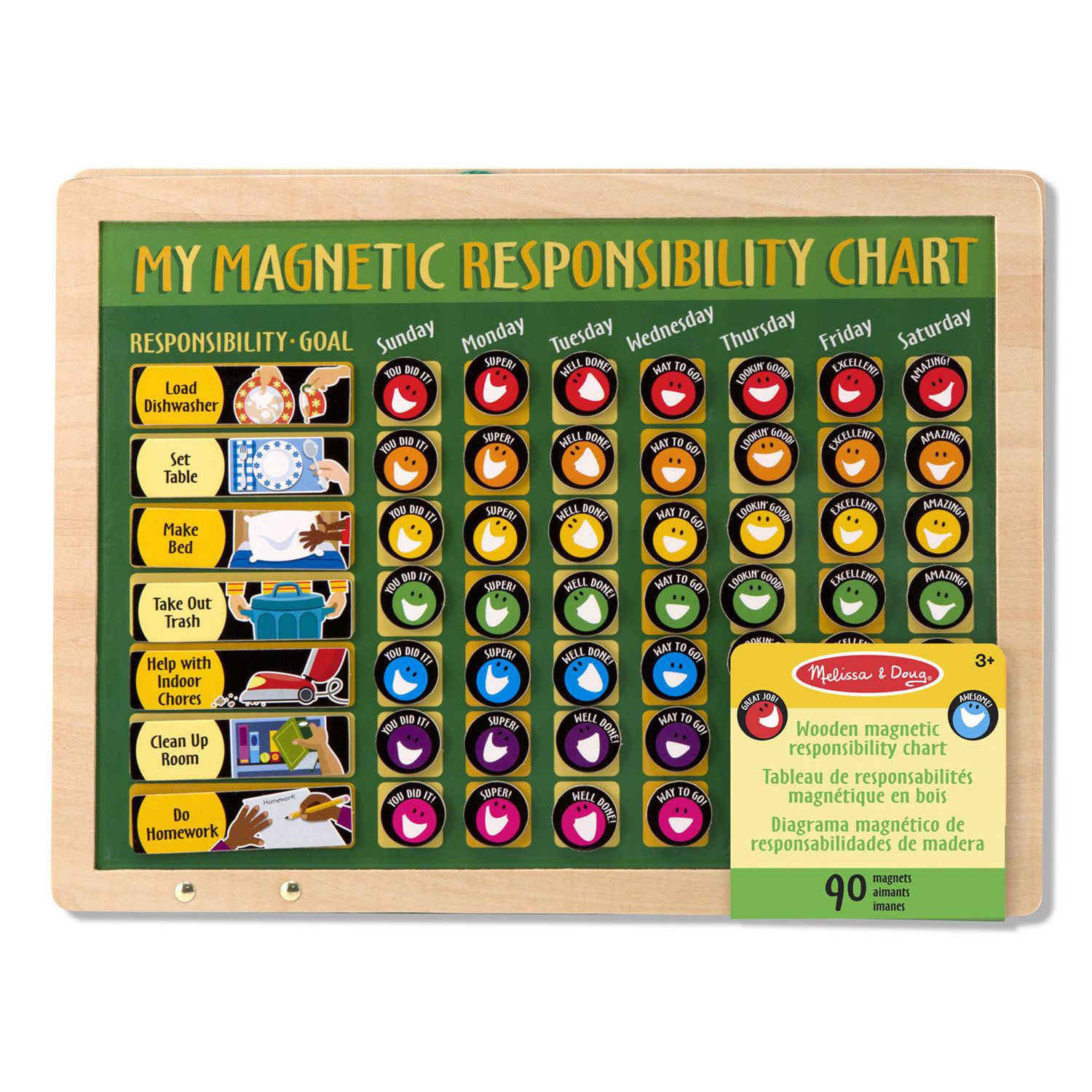 Melissa & Doug Deluxe Wooden Responsibility Chart With 90