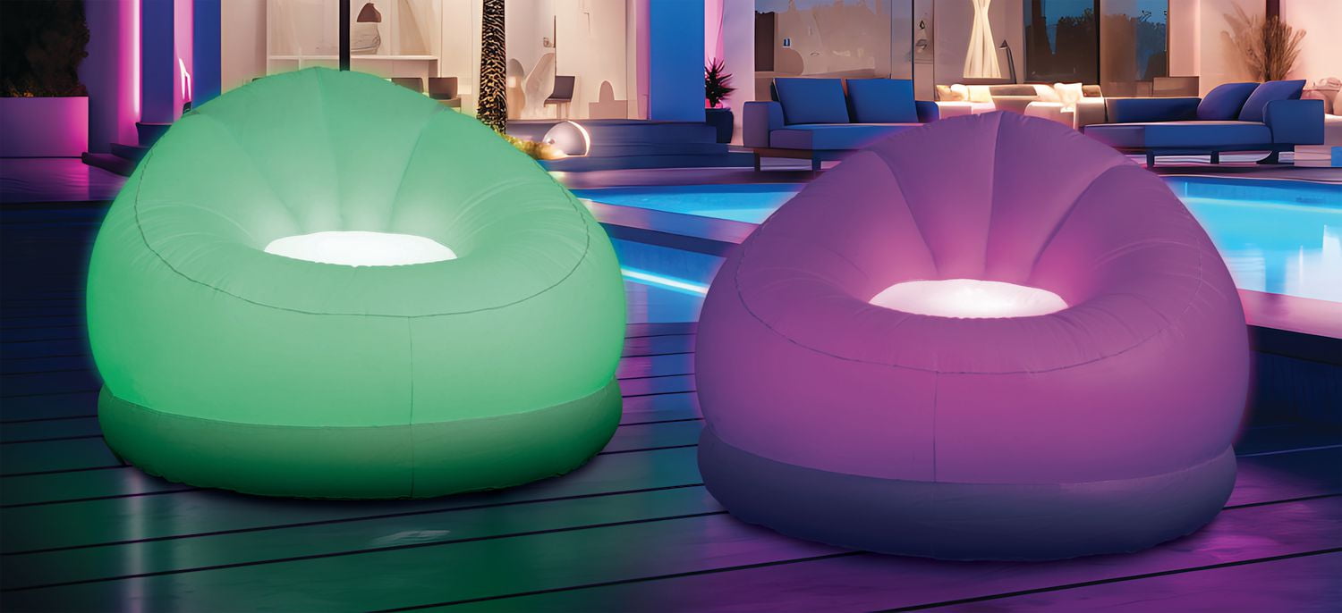 Merkury Innovations RoomGlo Lounge Chair Inflatable Chair with Multicolor Lights