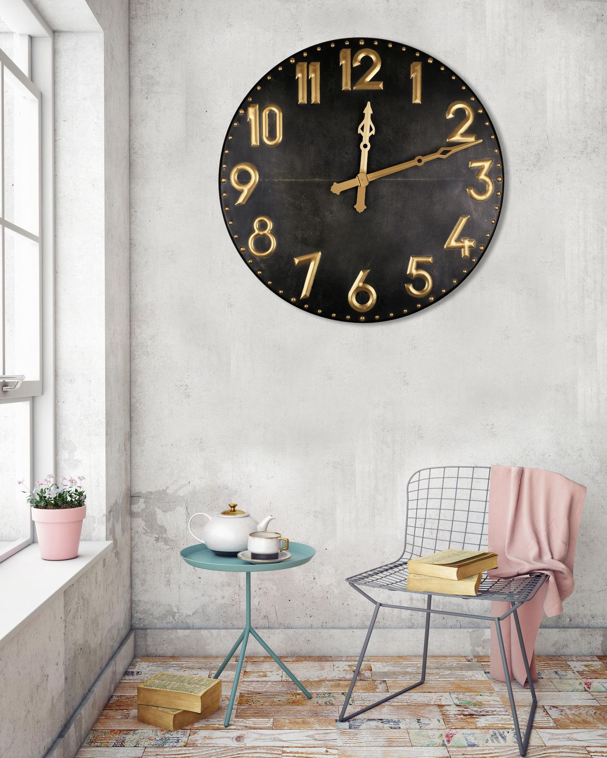 Horloge murale Cadre photo affichage temps analogique noir Photo LOVE décoration 
