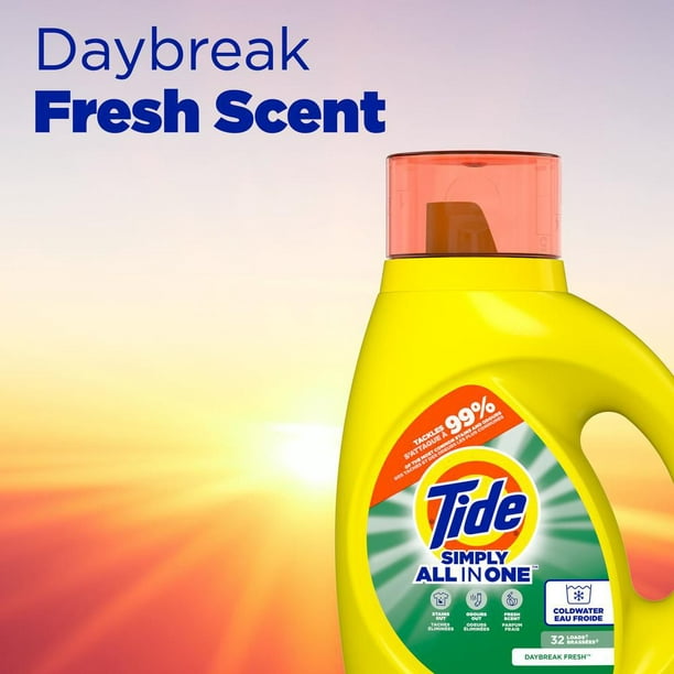 Détergent à lessive liquide Tide Simply Clean & Fresh, parfum Daybreak  Fresh 74 brassées, 3,4 L 