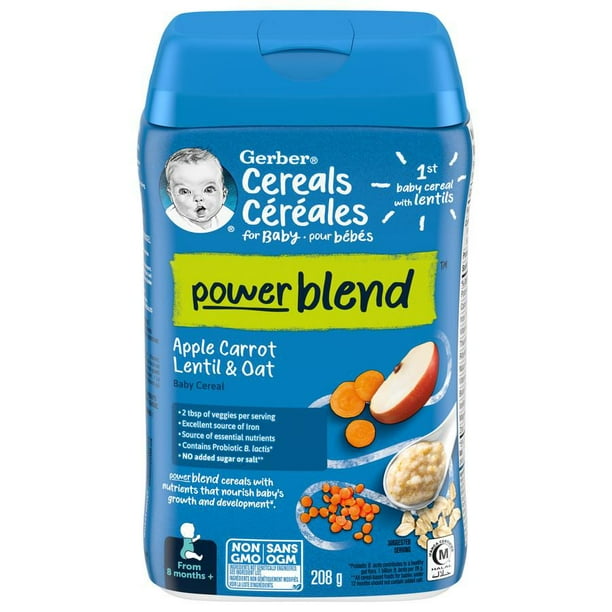 GERBER POWERBLEND Baby Cereal Apple Carrot Lentil & Oat, 208 g, 208g