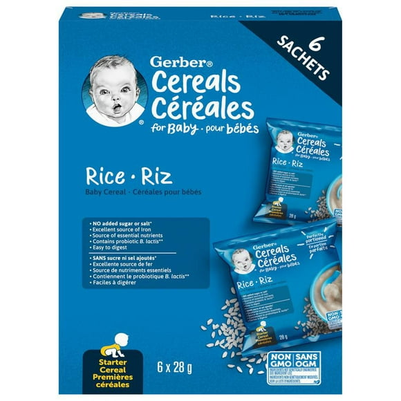 GERBER Baby Cereal Rice Sachet– 6 x 28 g, 6 x 28g