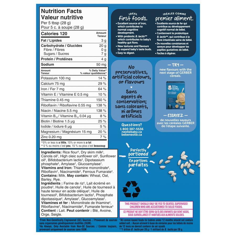 GERBER Baby Cereal Rice Sachet– 6 x 28 g, 6 x 28g
