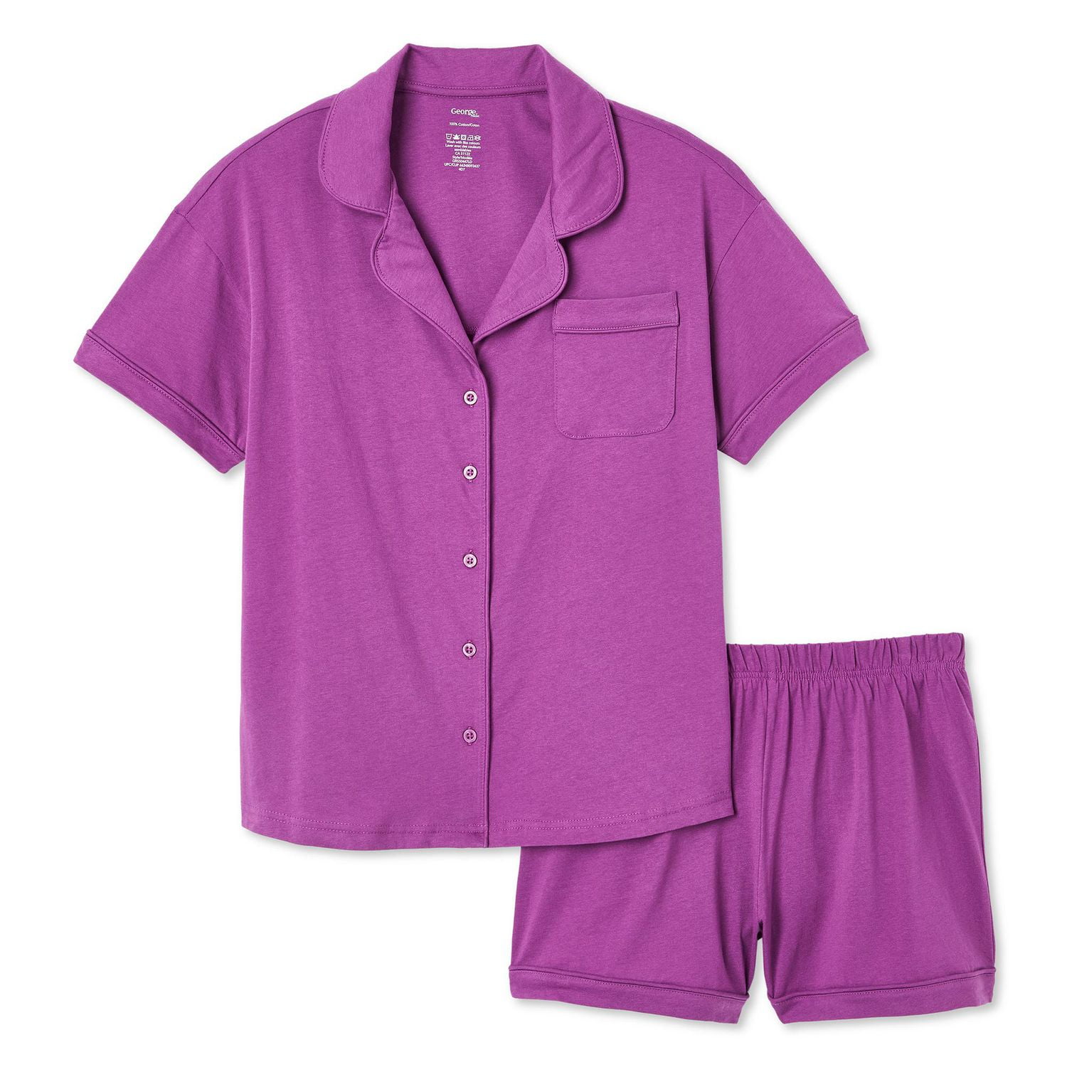 George Women's Notch Collar Pajama 2-Piece Set