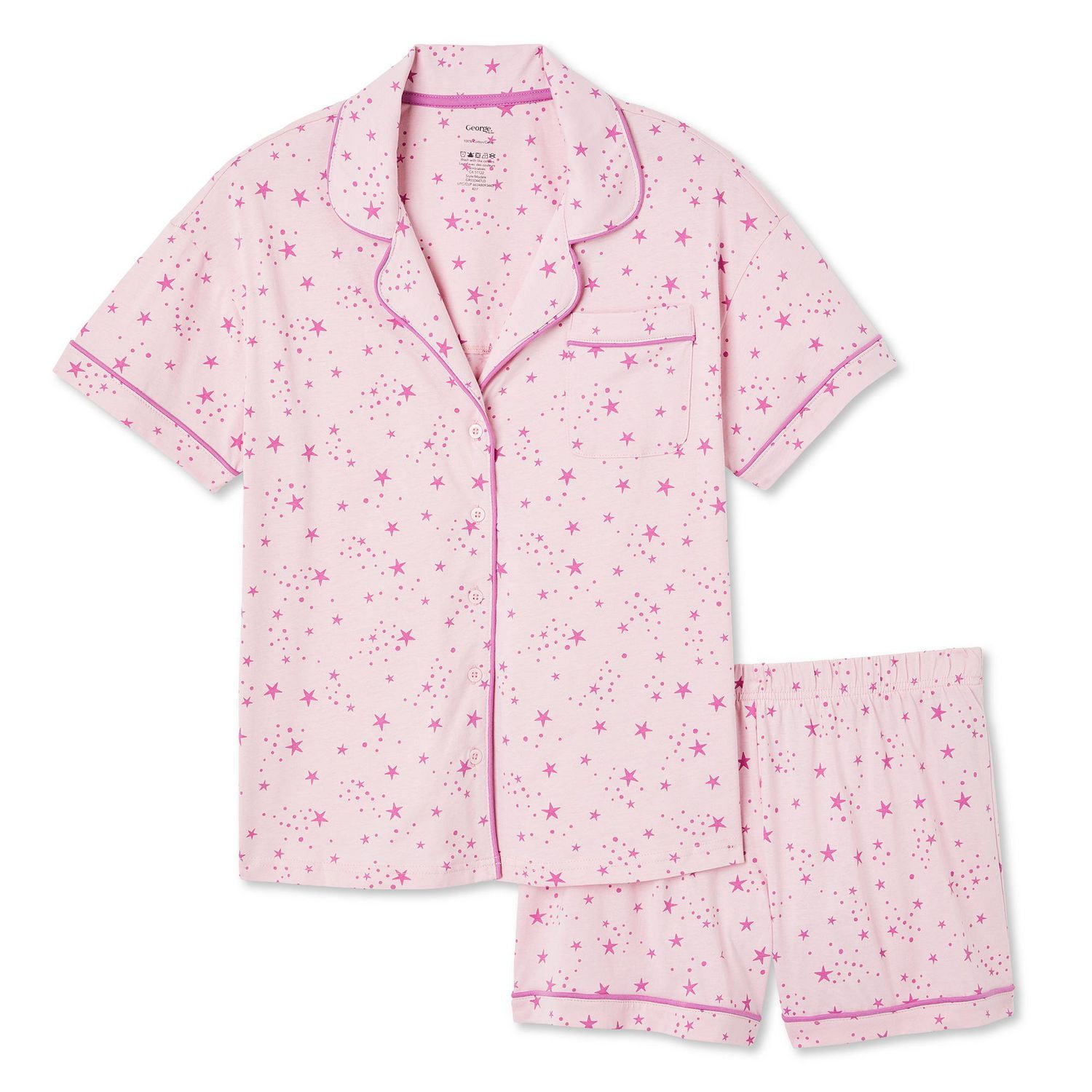 George Women's Notch Collar Pajama 2-Piece Set