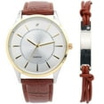 thumbnail image 1 of Men's Brown Leather Watch & Bracelet Set, 1 of 3