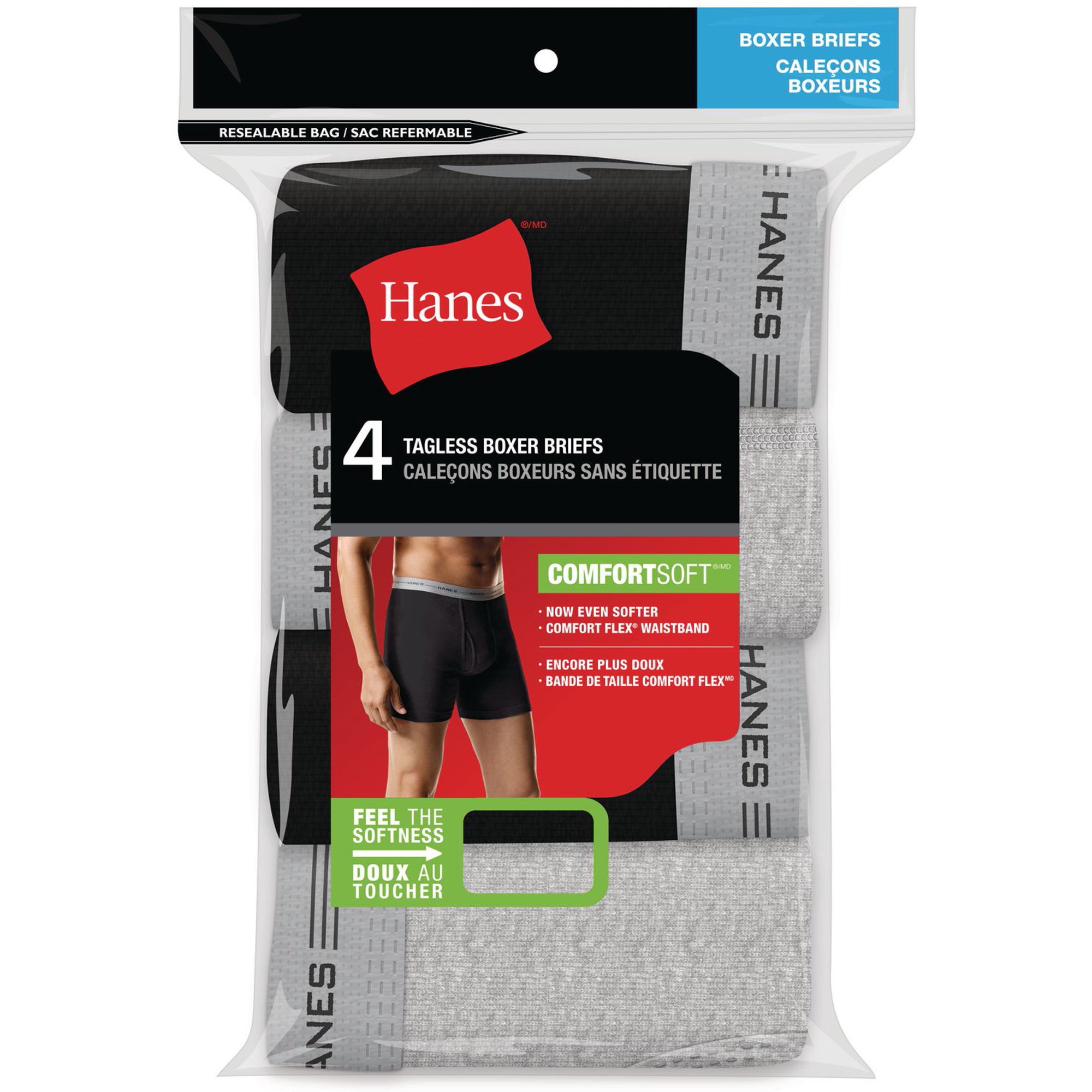 Hanes Red Label Men's 10-Pack B/G Boxer Brief, Assorted, Small