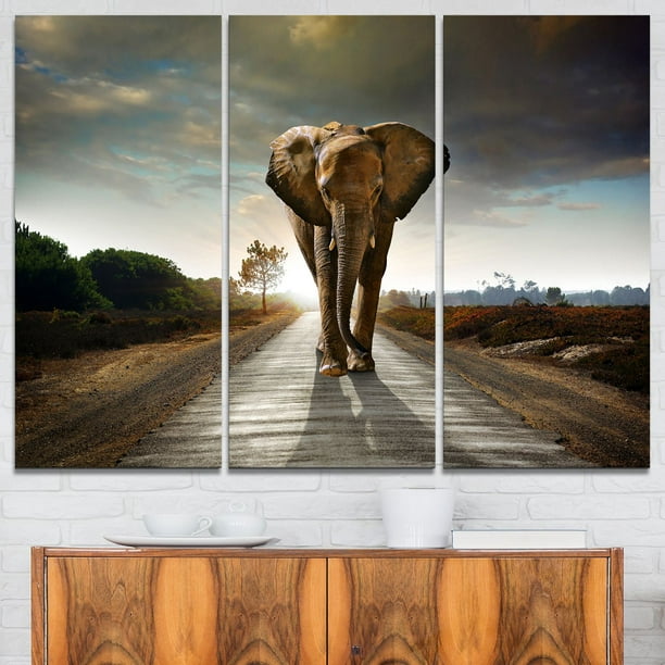 Tableau imprimé sur toile Design Art éléphant qui marche