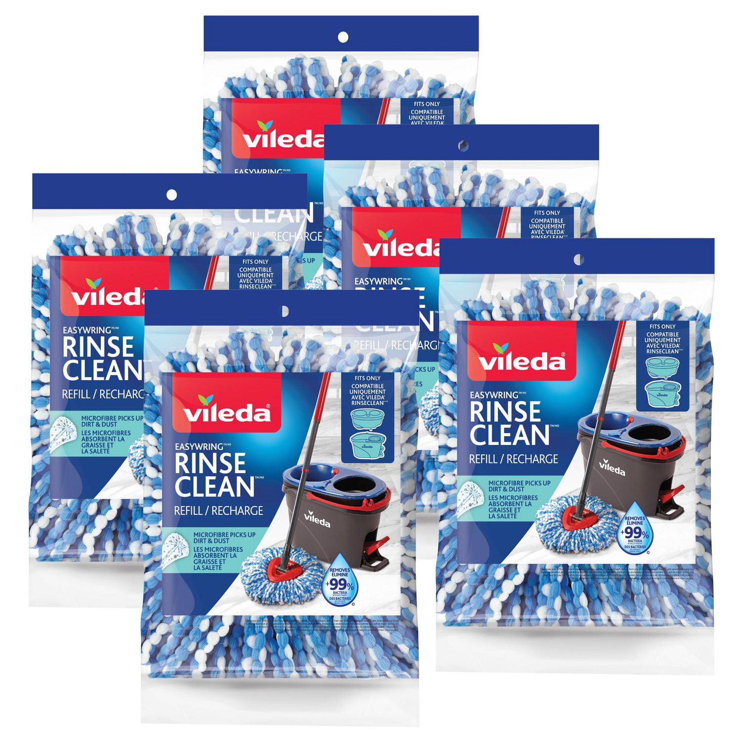 RinseClean Mop Head Replacements (Pack of 5)