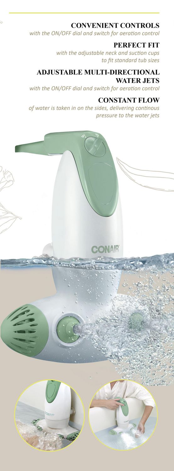 Conair Dual Jet Bath Spa, Portable Bath Spa with Jets, Bubbles and Massage  BTS7 