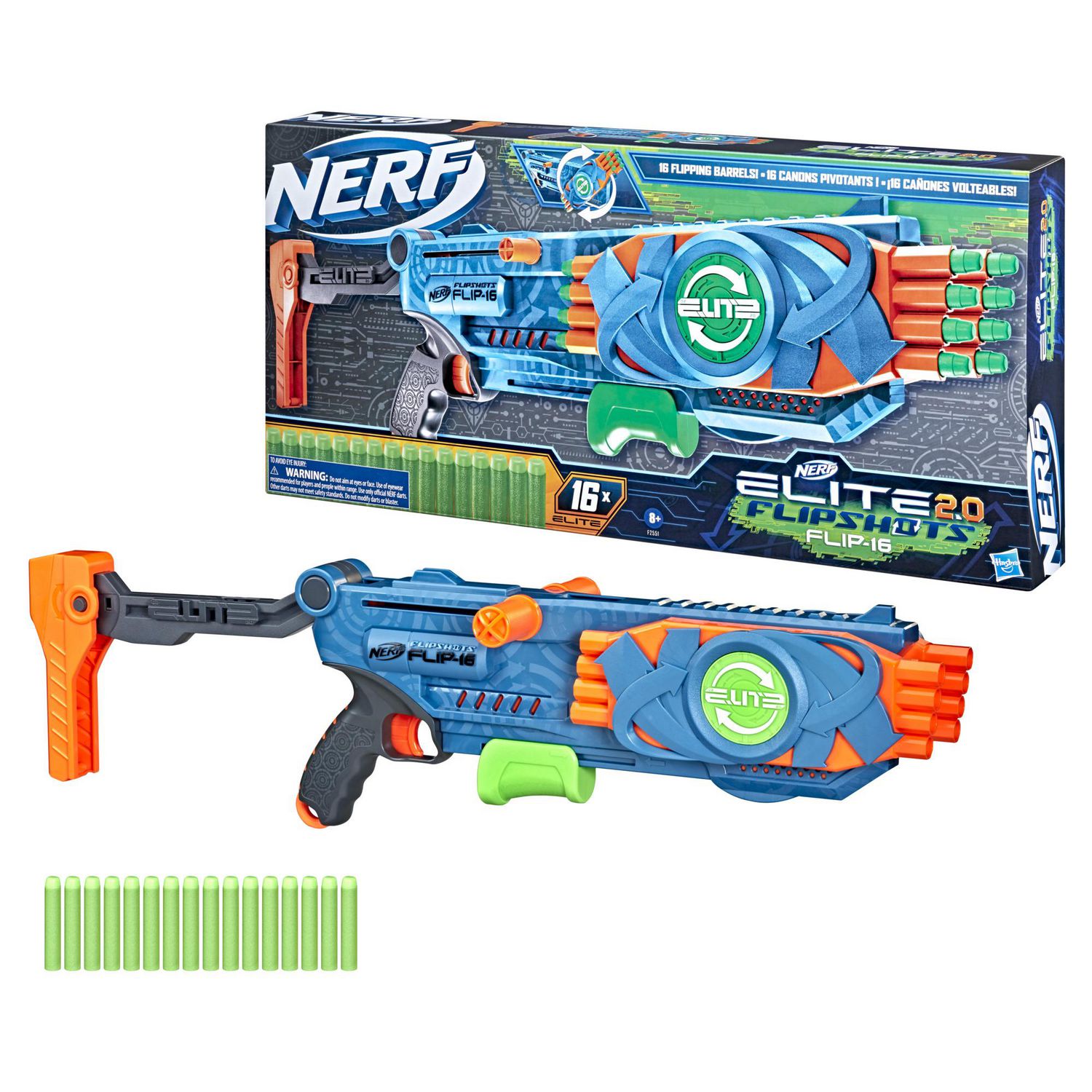 NERF Elite 2.0 Flipshots Flipー32 Blaster， Rotating Dart Barrels