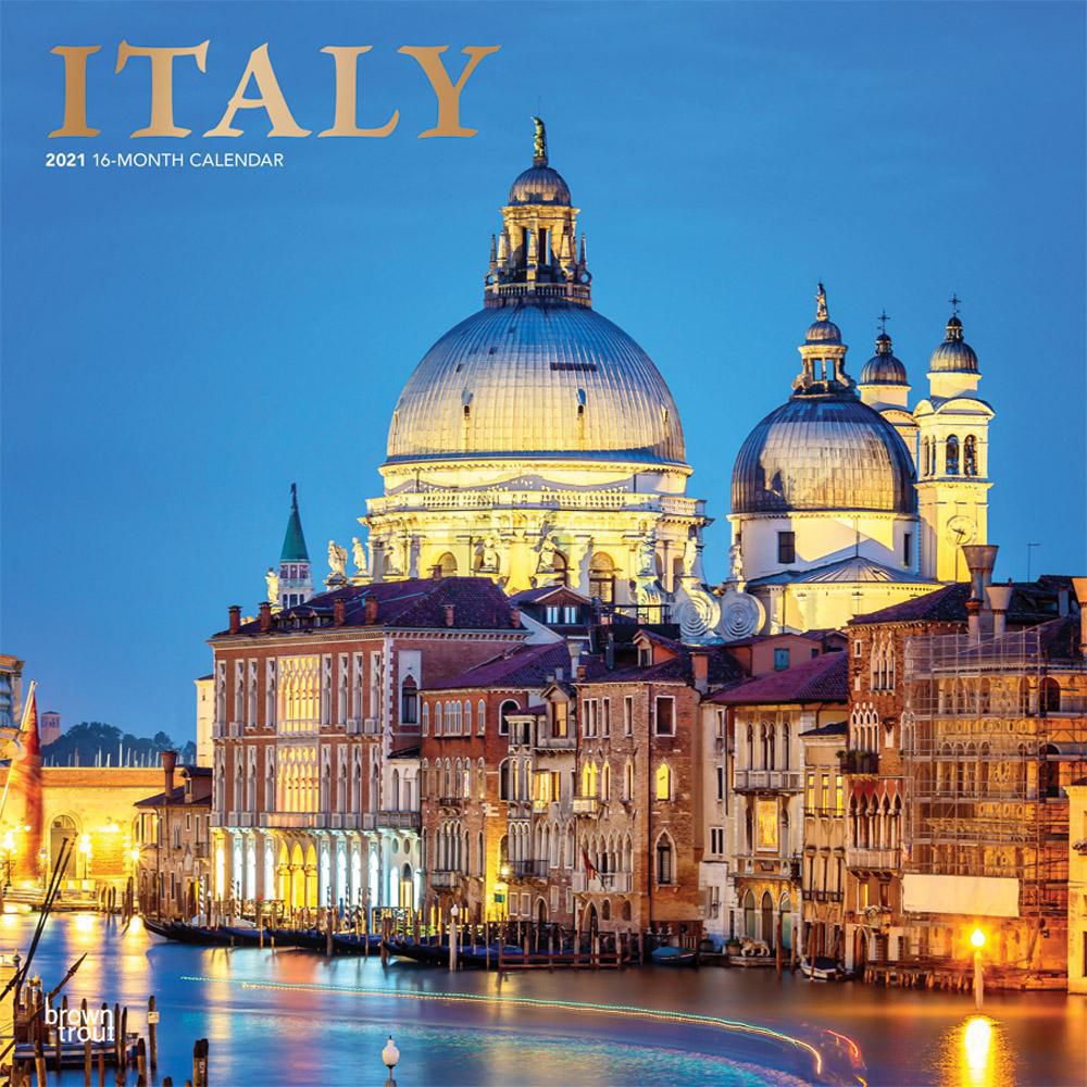 Italy 2021 12 x 12 Inch Monthly Square Wall Calendar with Foil Stamped