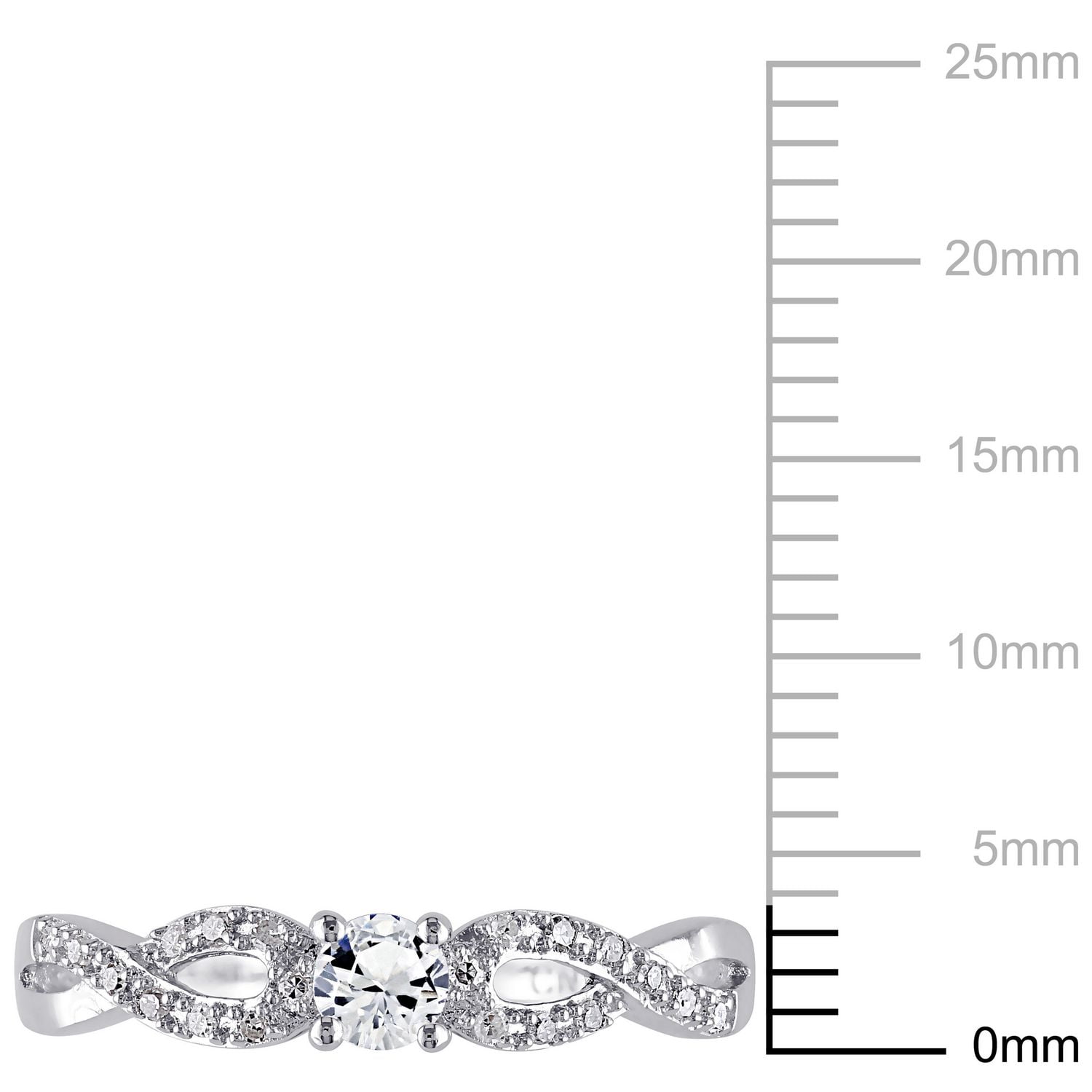 Miabella 0.25 Carat Total Weight Created White Sapphire and 0.10 Carat Total Weight Diamond Sterling Silver Cross Over Engagement Ring