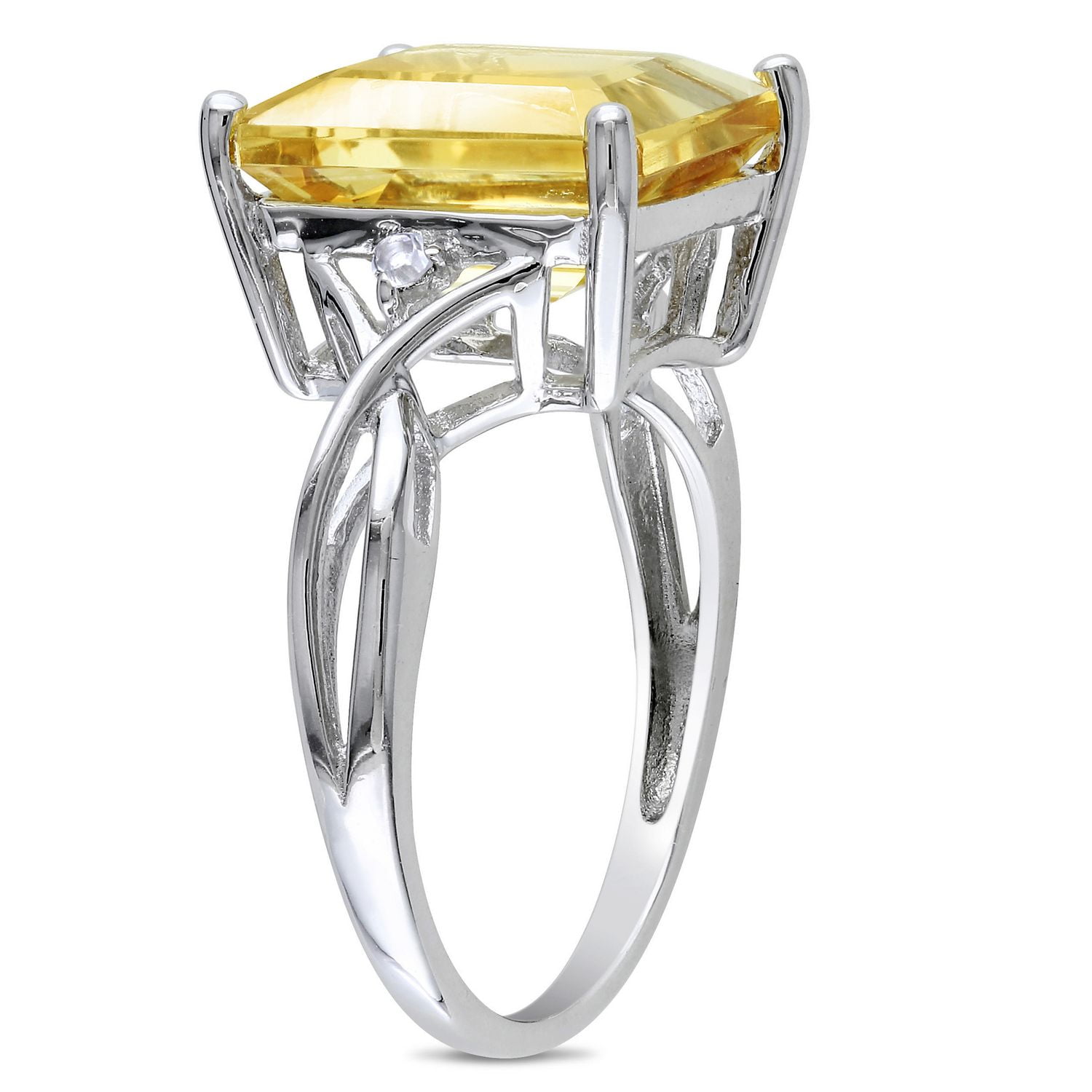 Tangelo 6.63 Carat T.G.W. Citrine and White Topaz Accent Sterling Silver Cocktail Ring