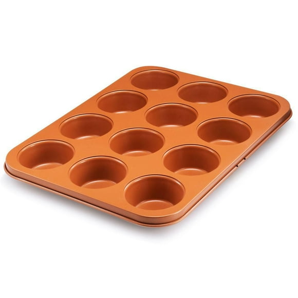 Gotham Steel Moule à muffins 12 tasses, moule à muffins 12 tasses avec revêtement en céramique ultra antiadhésif, passe au lave-vaisselle