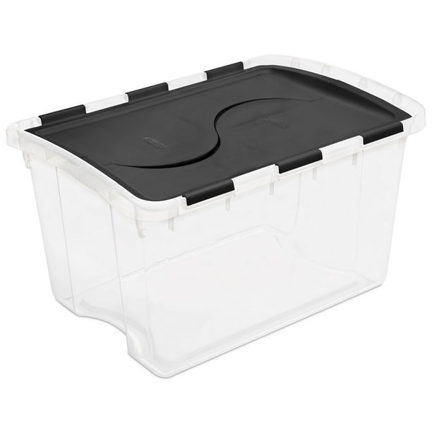 Boîte de rangement Sterilite de 45 litres avec couvercle à charnière en noir