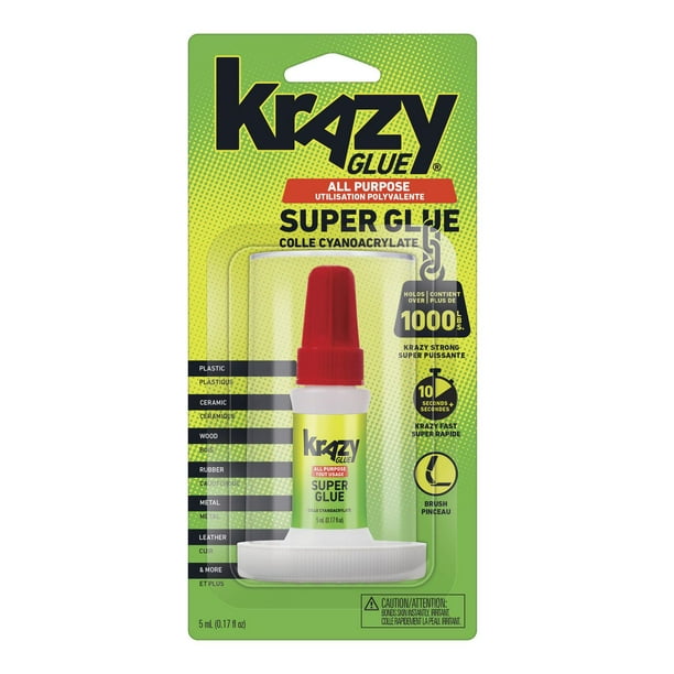Super colle tout usage Krazy Glue, applicateur pinceau, 5 ml