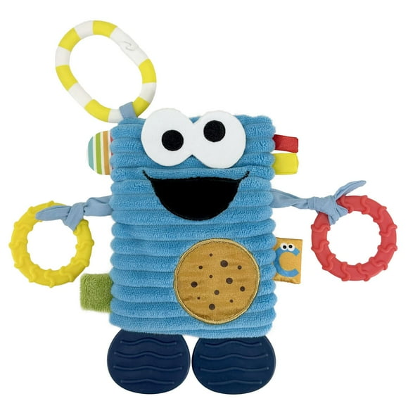 Kids Preferred Sesame Street Cookie Monster Tug and Tag Plush Activity Toy, 7.5 inches