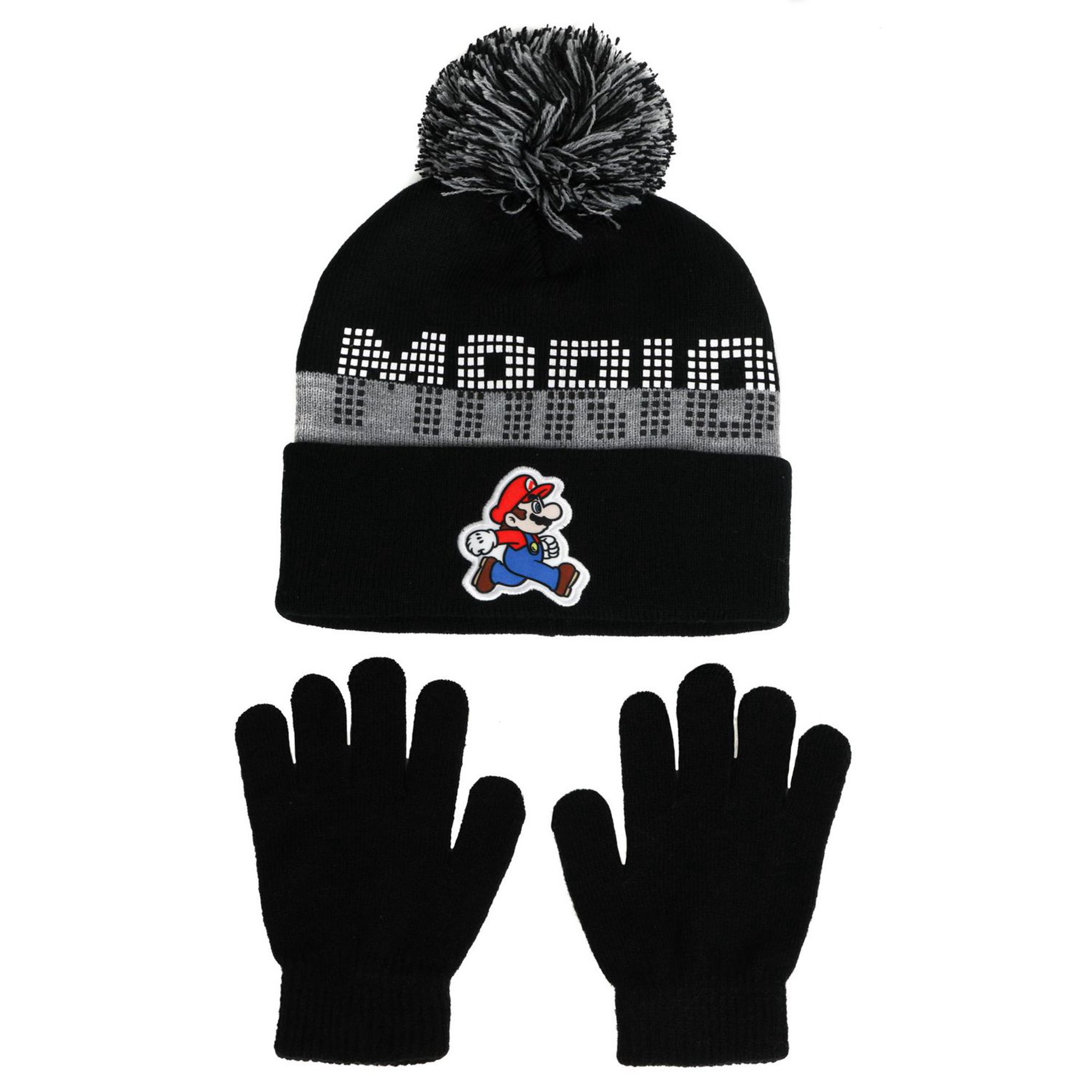 Minecraft Ensemble Bonnet Et Gants Tricotés Creeper - Pour Enfants, Taille Unique, Noir