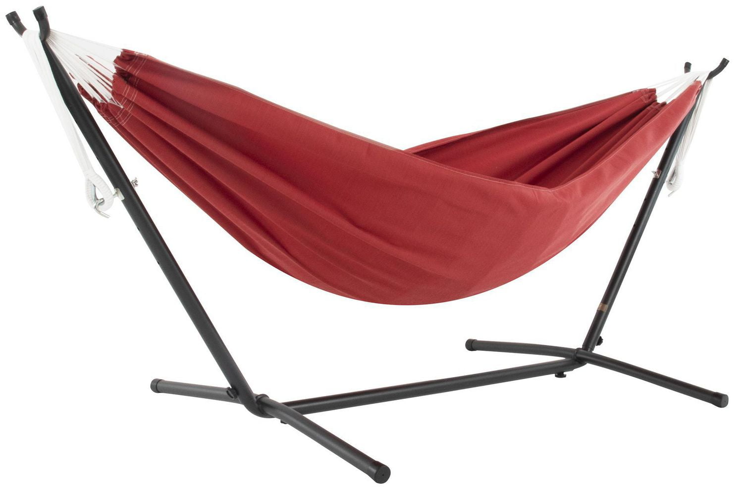 Vivere 9ft Double Sunbrella Hammock with Stand and Carry Bag Crimson