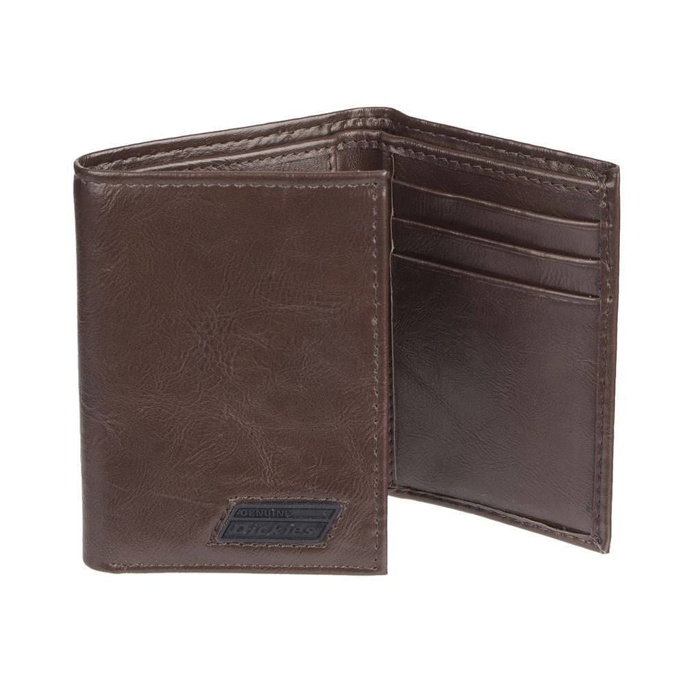 Genuine Dickies Men's Trifold Brown Leather Wallet