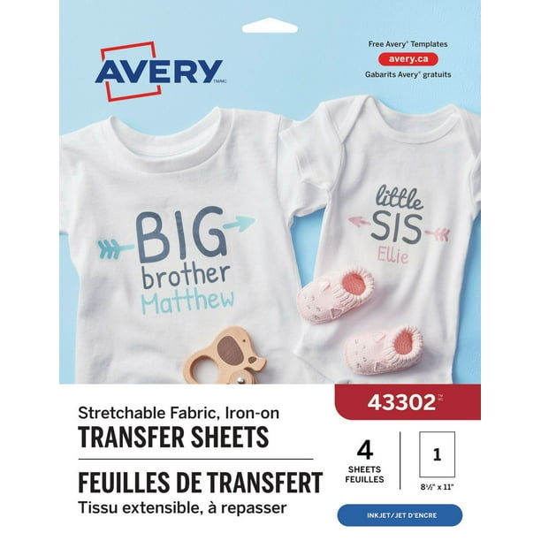 AVERY STRETCHABLE FABRIC, IRONON, TRANSFER SHEET Walmart.ca
