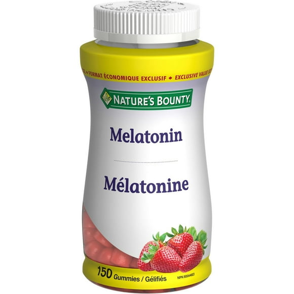 NATURE'S BOUNTY Melatonin Gummies, Helps Reset Sleep-wake Cycle, Helps Increase Total Sleep Time, Helps To Helps to reduce the time it takes to fall asleep, Helps Reduce Effects Of Jet Lag, Strawberry Flavour, Value Size 150.0 count, 150 Gummies