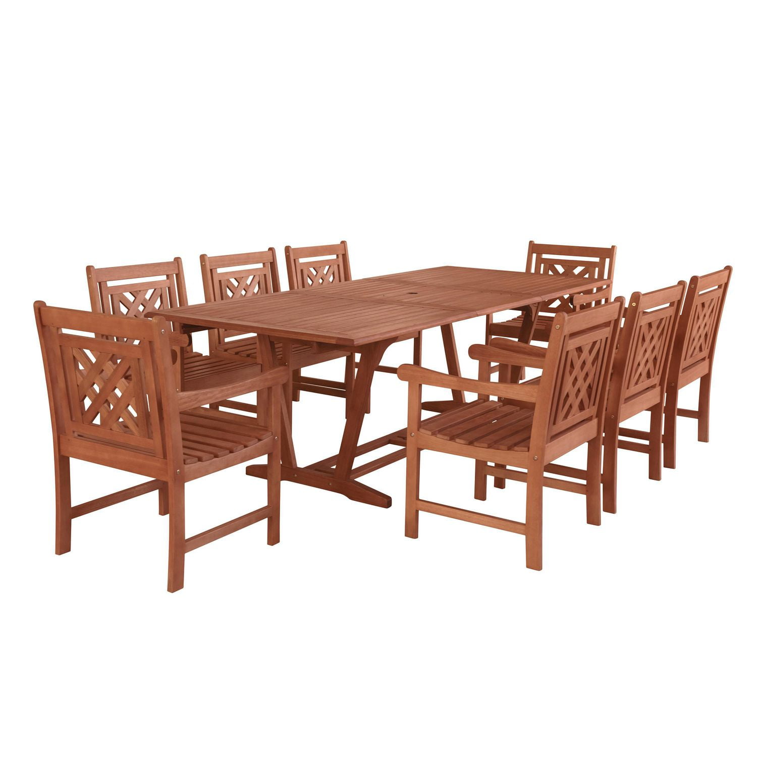 Malibu Outdoor 9piece Wood Patio Extendable Table Dining Set Walmart Canada