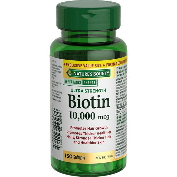 Biotin 10,000 mcg, 150 softgels - Walmart.ca