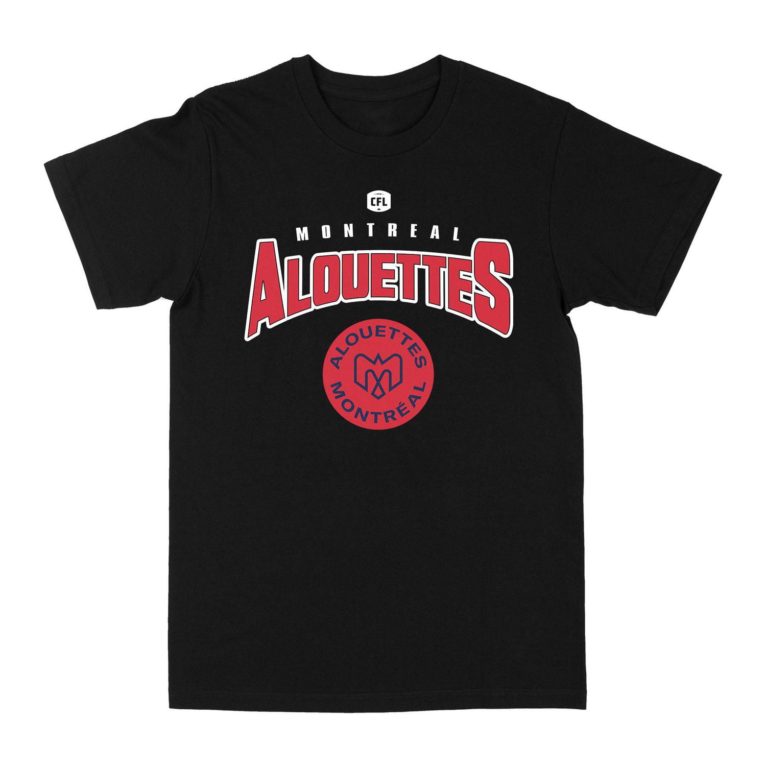 Official Licensed Montreal Alouettes CFL Football Arc Logo Black T-Shirt