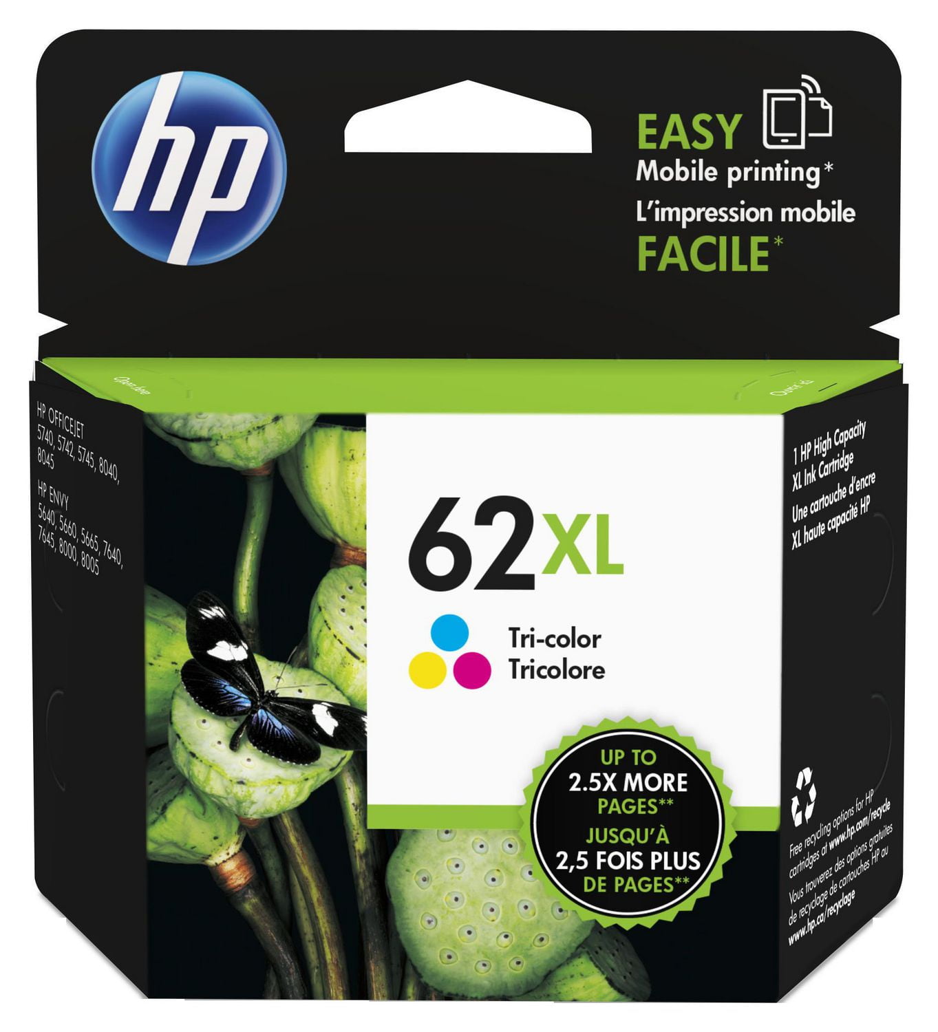 HP 62XL Tri Colour High Yield Original Ink Cartridge C2P07AN   6000198195400 