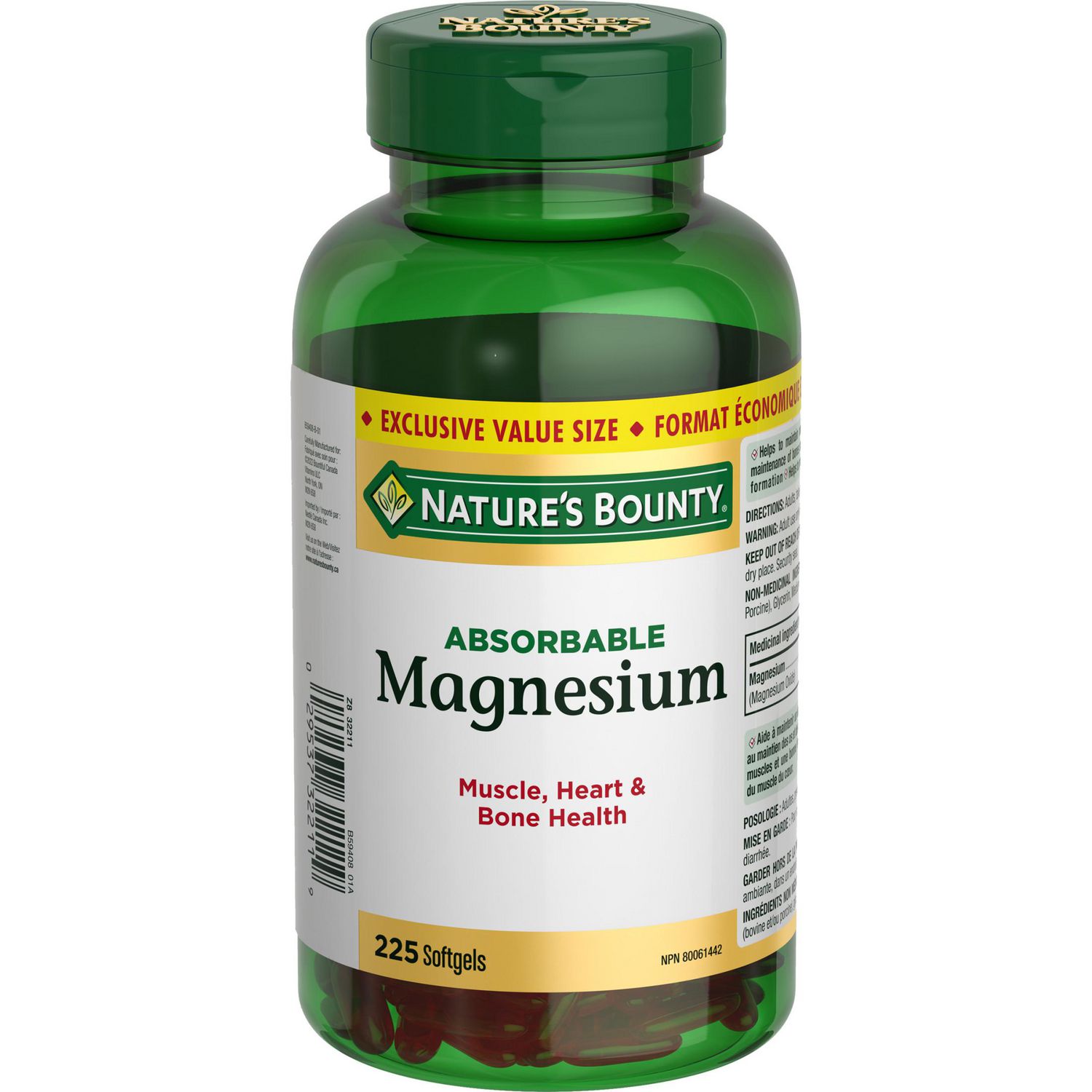 NATURE'S BOUNTY Magnesium, Absorbable, 400 mg, Helps support Muscle, Heart & Bone Health, Value Size